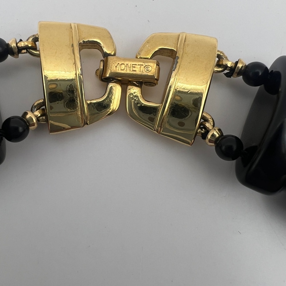Monet Runway Couture Jet Black Lucite Choker necklace Vintage - Picture 5 of 10